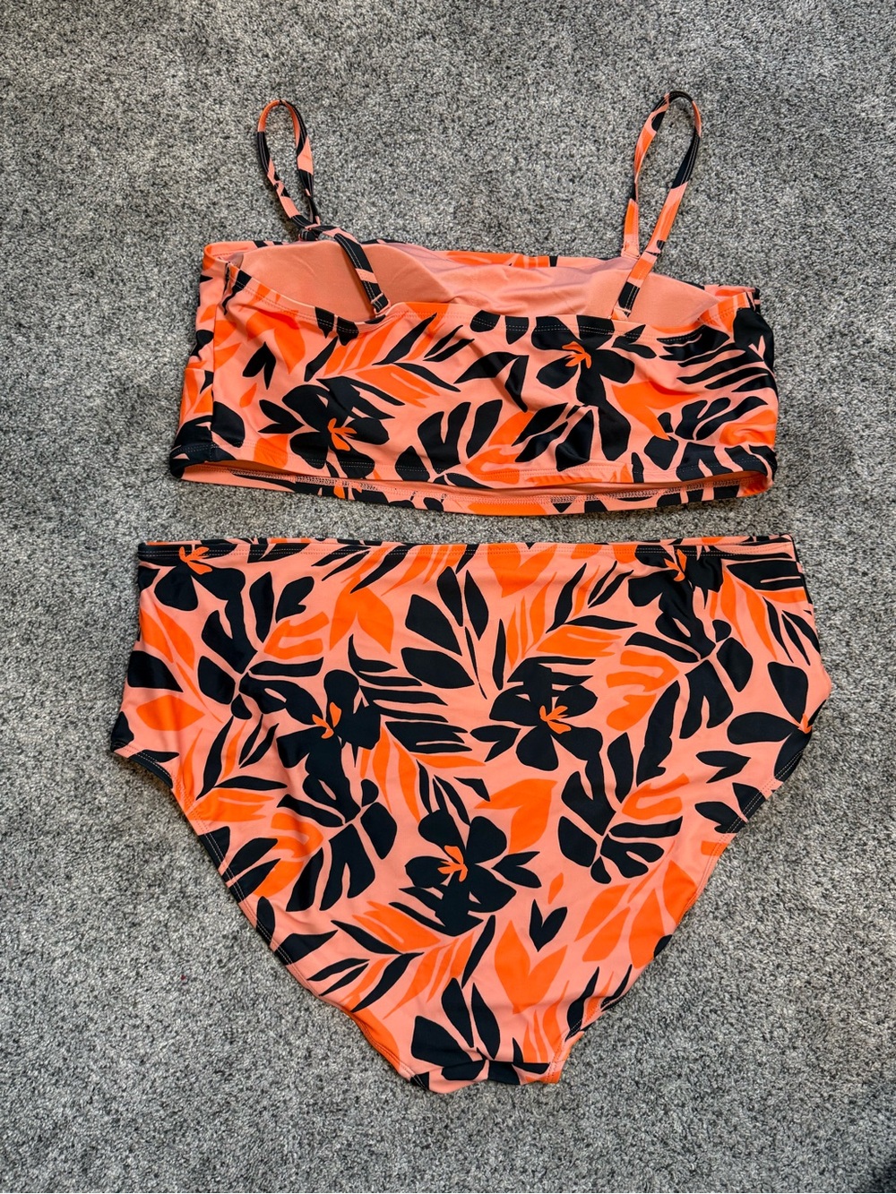 Old Navy Coral and Black Floral High-Waist Bikini - Picture 6 of 6